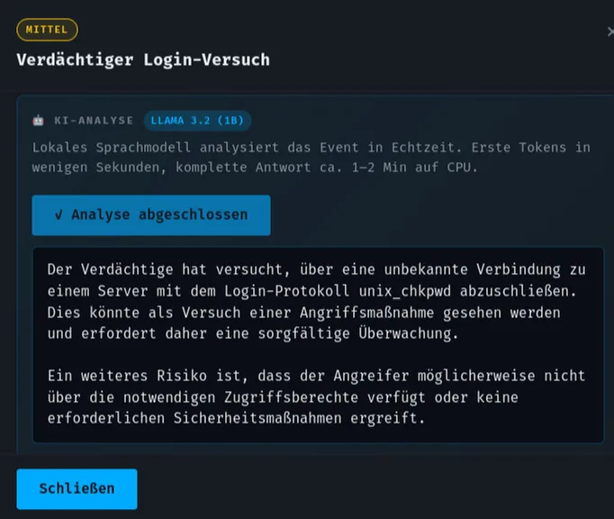 KI-Erklärung zu einem verdächtigen Login-Versuch